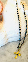 Midnight beaded Classic Cross Necklace