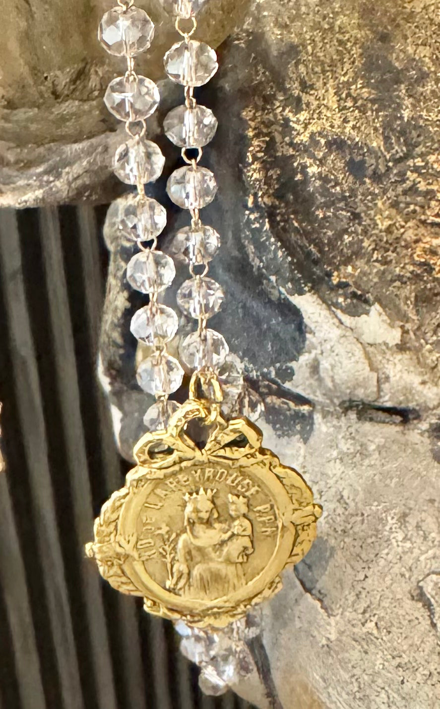 Clear Beaded Marian Necklace